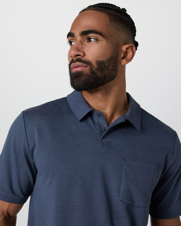 Short Sleeve Ponto Performance Polo | Azure Heather
